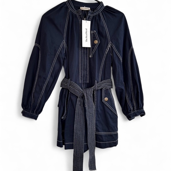 Ulla Johnson Navy Utility Tie-Belt Jacket Romper - Picture 4 of 14